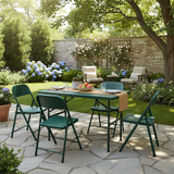 Modern Minimalist Rectangular Foldable Dining Table - 4-Leg Steel & Plastic, Garden-Ready