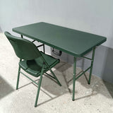 Modern Minimalist Rectangular Foldable Dining Table - 4-Leg Steel & Plastic, Garden-Ready