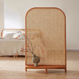 Traditional Chinese Rectangular Room Divider with Solid Wood Frame and PP Synthetic Rattan – Ideal for Living Room Decor