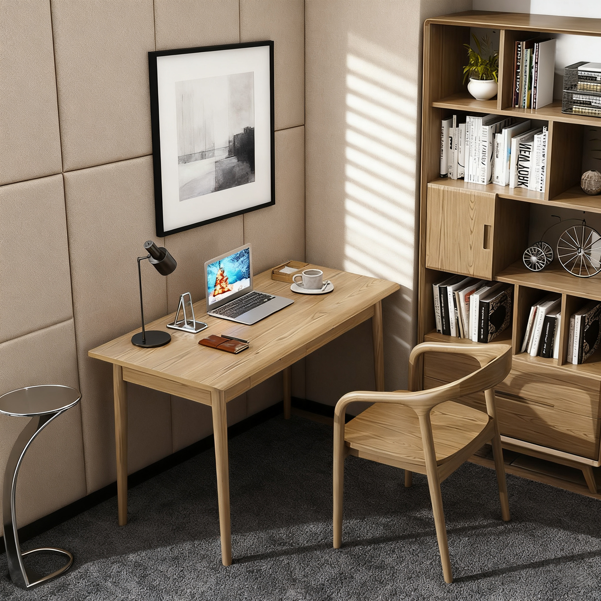 Modern Simplicity Desk & Chair Set in Solid Ash Wood – Durable, Stable, with Natural Grain, Eco-Friendly Ergonomic for Your Home Office
