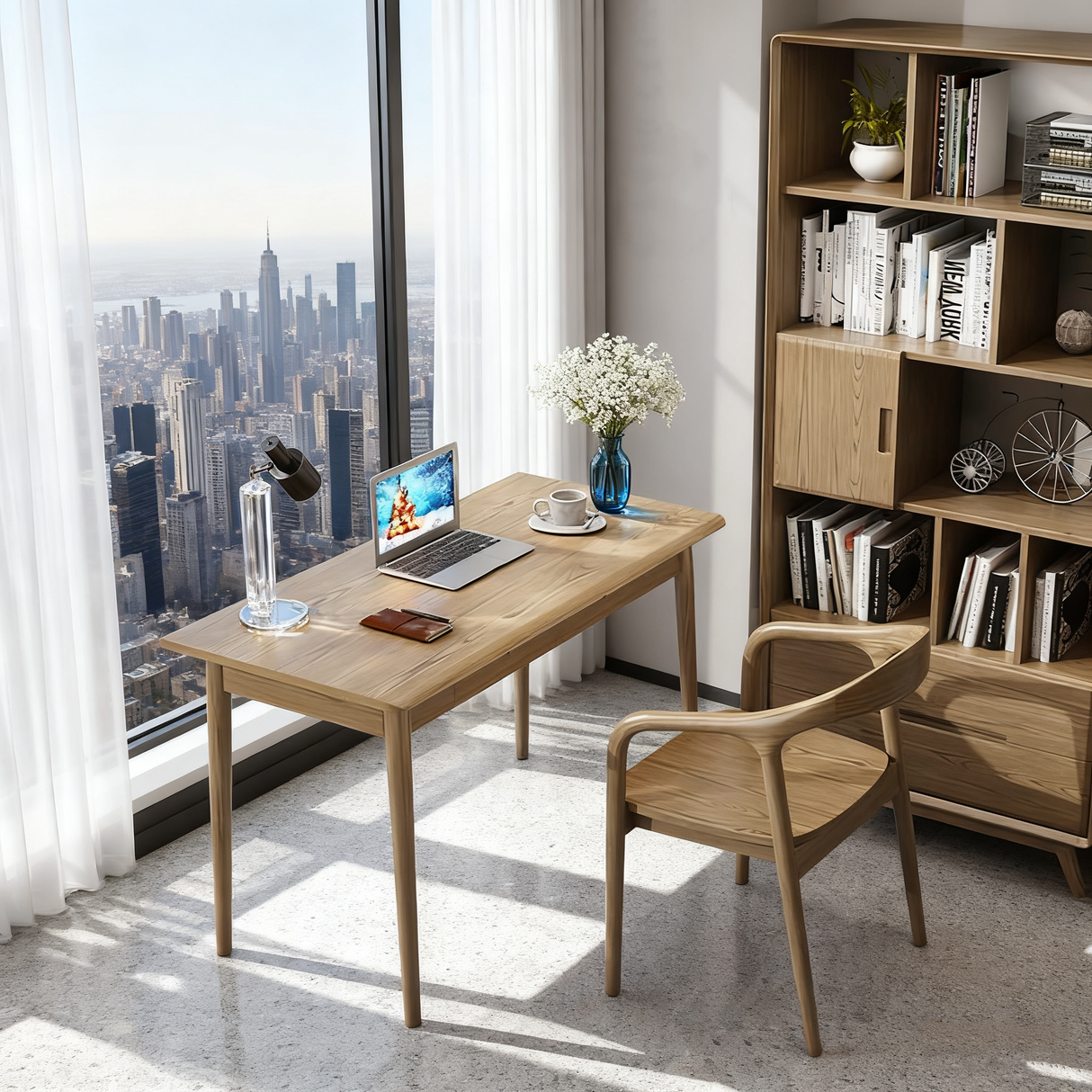 Modern Simplicity Desk & Chair Set in Solid Ash Wood – Durable, Stable, with Natural Grain, Eco-Friendly Ergonomic for Your Home Office