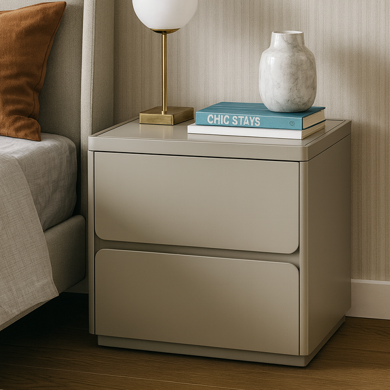 Contemporary Minimalist Rectangular Nightstand with Durable MDF Construction, Smooth Finish & Quiet Storage for the Bedroom