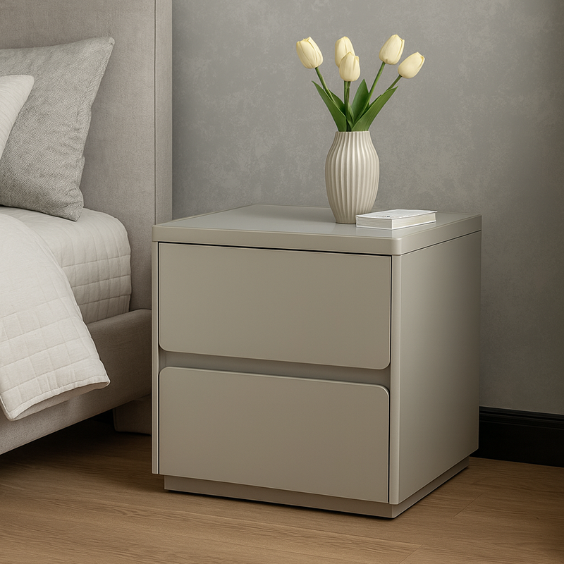 Contemporary Minimalist Rectangular Nightstand with Durable MDF Construction, Smooth Finish & Quiet Storage for the Bedroom