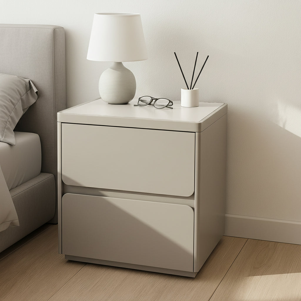 Contemporary Minimalist Rectangular Nightstand with Durable MDF Construction, Smooth Finish & Quiet Storage for the Bedroom
