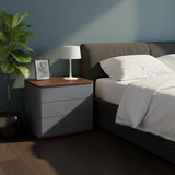 Modern Rectangular Nightstand — Solid Wood & Multi-Layer Board Construction, Premium Saddle Leather Upholstery, Refined Craftsmanship & Stable Support for Your Bedroom