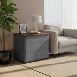 Modern Rectangular Nightstand — Solid Wood & Multi-Layer Board Construction, Premium Saddle Leather Upholstery, Refined Craftsmanship & Stable Support for Your Bedroom