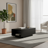 Modern Minimalist Rectangular Coffee Table – MDF Construction with Layered Storage, Stable Support, Versatile for Living Room & Beyond, Scratch-Resistant Finish