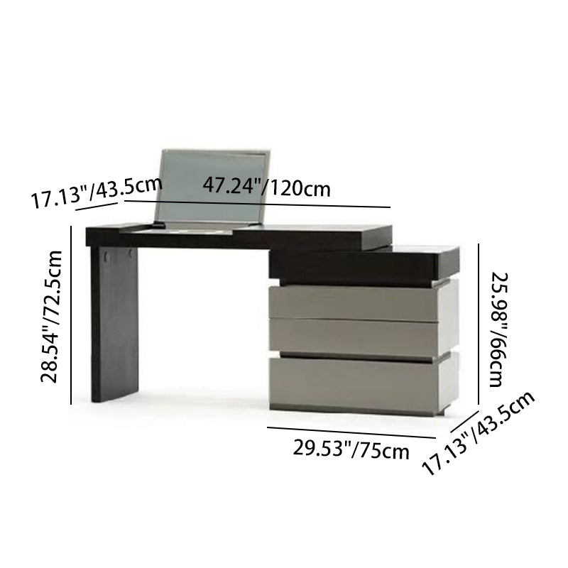 Modern Minimalist Rectangular Makeup Vanity — Multi-Layer Solid Wood Build, Sturdy & Eco-Friendly with Natural Clear Grain, Efficient Storage, Space-Saving & Easy-Clean Surface for Living Room & Bedroom