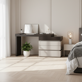 Modern Minimalist Rectangular Makeup Vanity — Multi-Layer Solid Wood Build, Sturdy & Eco-Friendly with Natural Clear Grain, Efficient Storage, Space-Saving & Easy-Clean Surface for Living Room & Bedroom