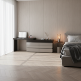 Modern Minimalist Rectangular Makeup Vanity — Multi-Layer Solid Wood Build, Sturdy & Eco-Friendly with Natural Clear Grain, Efficient Storage, Space-Saving & Easy-Clean Surface for Living Room & Bedroom