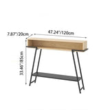 Sleek Modern Minimalist Solid Wood Console Table with Iron Frame, 3-Tier Rectangular Storage for Entryways