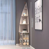 Modern Luxury 6-Tier Fan-Shaped Corner Shelf Unit with Particleboard, Aluminum & Tempered Glass – Waterdrop & Space-Saving Design for Living Room