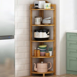 Elegant Modern Minimalist Nan Bamboo MDF Corner Shelf Unit – 5-Tier Storage Rack for Living Room