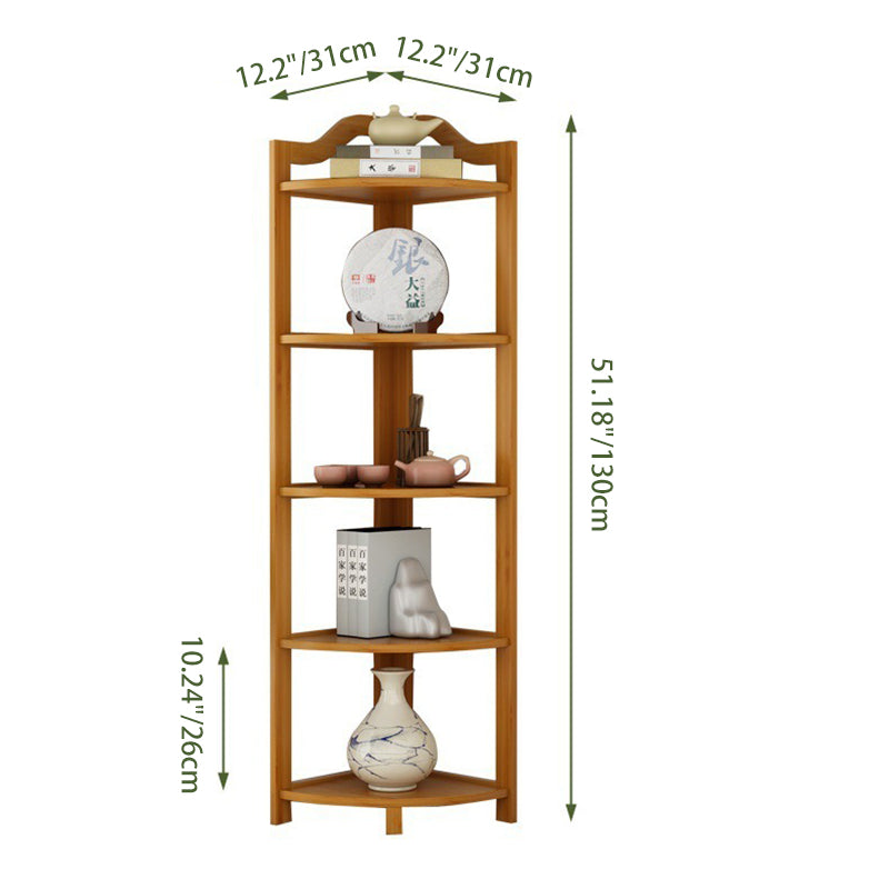 Elegant Modern Minimalist Nan Bamboo MDF Corner Shelf Unit – 5-Tier Storage Rack for Living Room