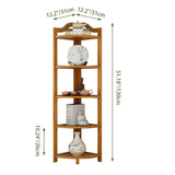 Elegant Modern Minimalist Nan Bamboo MDF Corner Shelf Unit – 5-Tier Storage Rack for Living Room