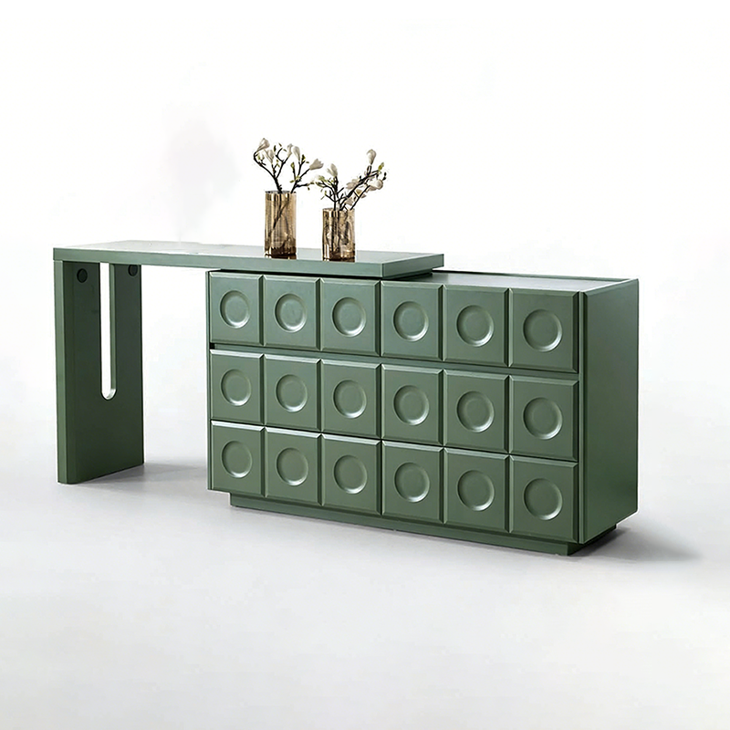 Green 6-Drawer Makeup Vanity – Nordic-Style Practical Storage with Premium MDF and Solid Wood Particle Board for the Bedroom