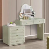 Nordic-Style Adjustable Makeup Vanity - White, Sturdy MDF & Solid Wood Particle Board with 5 Drawers