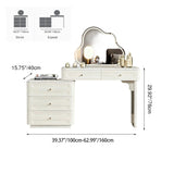 Nordic-Style Adjustable Makeup Vanity - White, Sturdy MDF & Solid Wood Particle Board with 5 Drawers