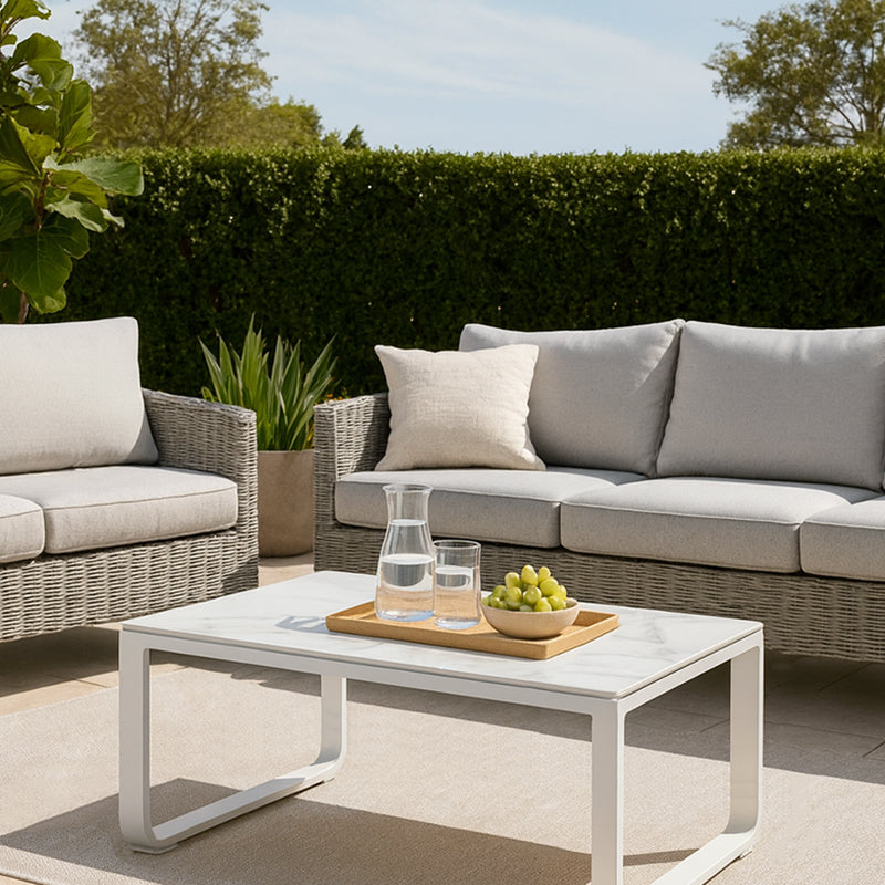 Rust-Resistant Rectangular Outdoor Coffee Table — 1-Tier Design with Ample Space for Balcony & Garden