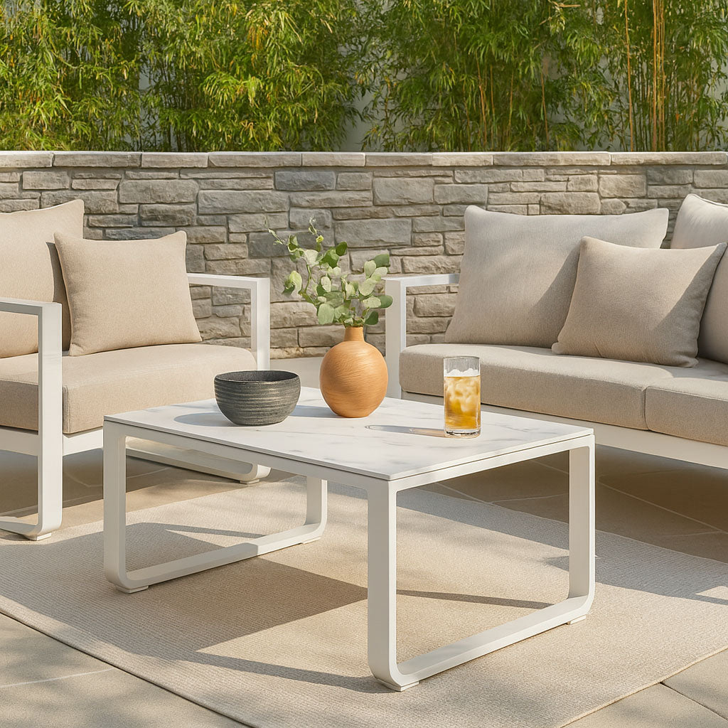 Rust-Resistant Rectangular Outdoor Coffee Table — 1-Tier Design with Ample Space for Balcony & Garden