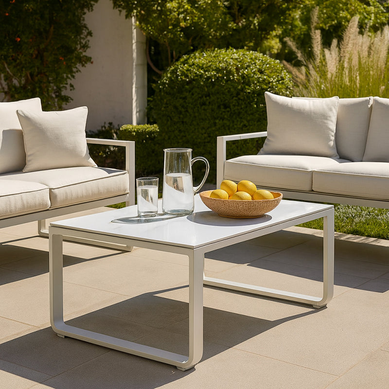 Rust-Resistant Rectangular Outdoor Coffee Table — 1-Tier Design with Ample Space for Balcony & Garden