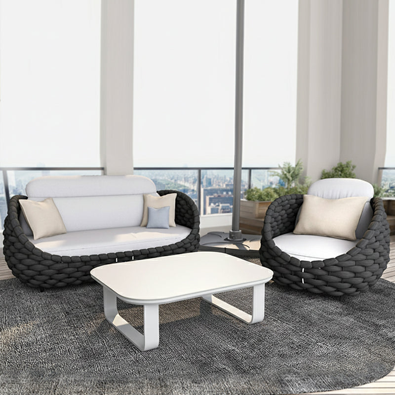 Sleek White Square Outdoor Coffee Table with 1-Tier Design for Stylish Gardens & Patios