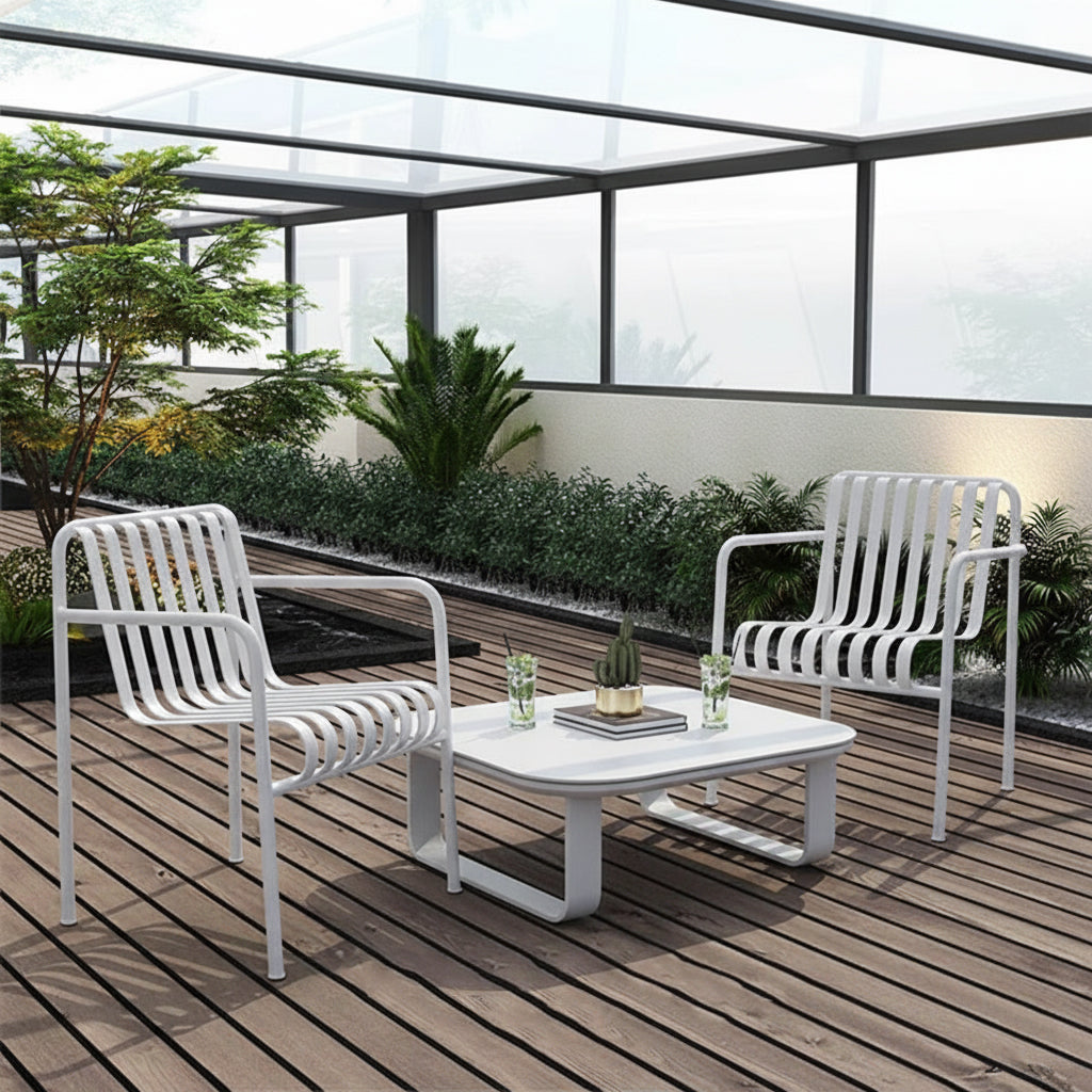 Sleek White Square Outdoor Coffee Table with 1-Tier Design for Stylish Gardens & Patios