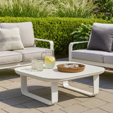 Sleek White Square Outdoor Coffee Table with 1-Tier Design for Stylish Gardens & Patios