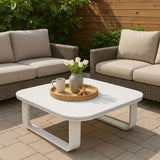 Sleek White Square Outdoor Coffee Table with 1-Tier Design for Stylish Gardens & Patios