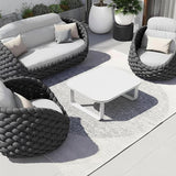 Sleek White Square Outdoor Coffee Table with 1-Tier Design for Stylish Gardens & Patios
