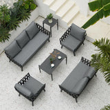 Industrial-Style Outdoor Coffee Table – Sturdy 4-Leg Construction for Balcony & Garden Stability