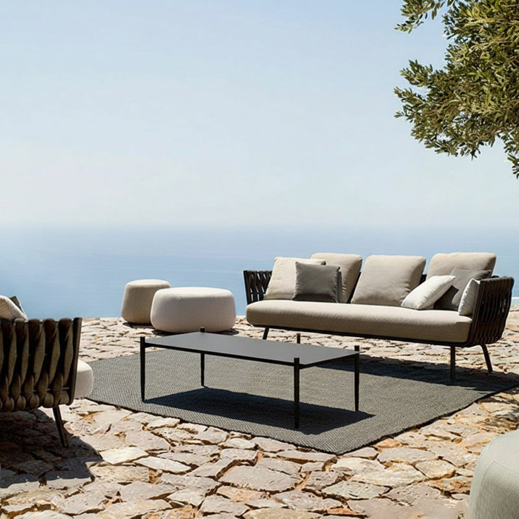 Industrial-Style Outdoor Coffee Table – Sturdy 4-Leg Construction for Balcony & Garden Stability