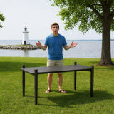 Industrial-Style Outdoor Coffee Table – Sturdy 4-Leg Construction for Balcony & Garden Stability