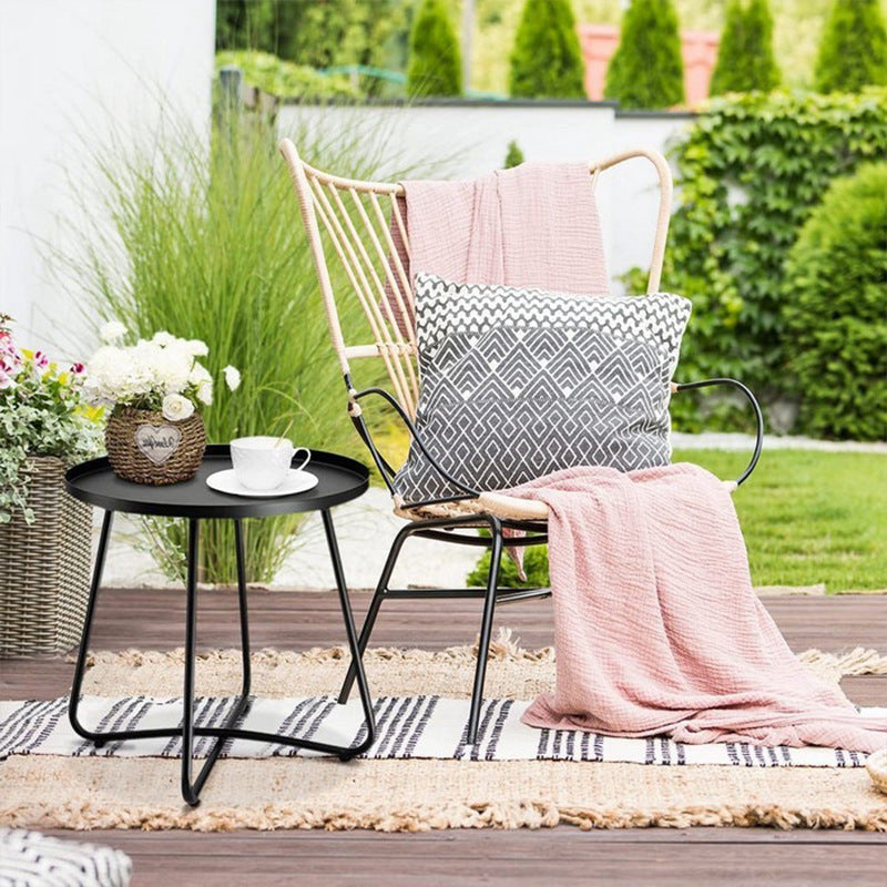 Simplicity Carbon Steel Outdoor End Table – Stable Two-Leg Design with Weather-Resistant Build for the Garden
