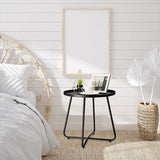 Simplicity Carbon Steel Outdoor End Table – Stable Two-Leg Design with Weather-Resistant Build for the Garden