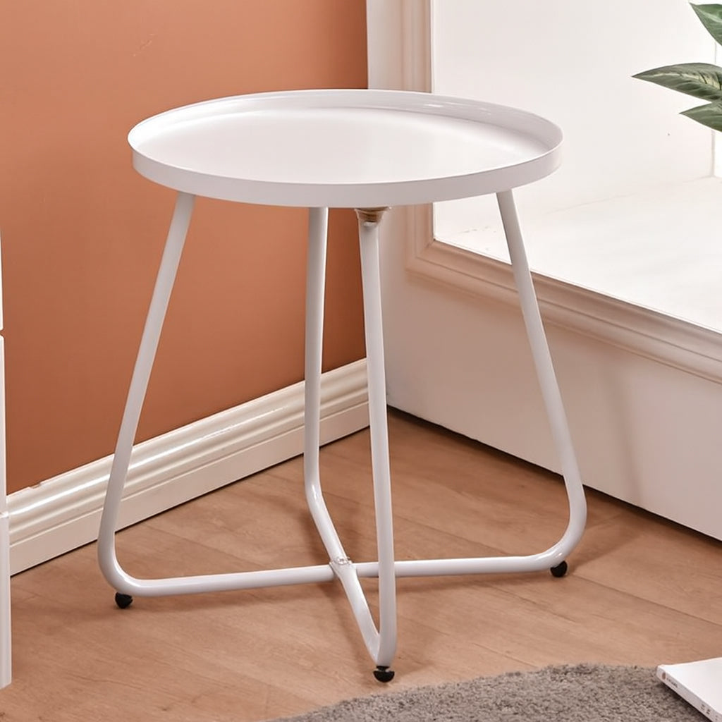 Simplicity Carbon Steel Outdoor End Table – Stable Two-Leg Design with Weather-Resistant Build for the Garden