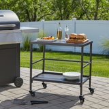 All-Purpose Outdoor Cart End Table with 2-Tier Movable Storage for Gardens & Outdoor Patios