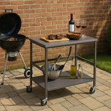 All-Purpose Outdoor Cart End Table with 2-Tier Movable Storage for Gardens & Outdoor Patios