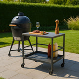 All-Purpose Outdoor Cart End Table with 2-Tier Movable Storage for Gardens & Outdoor Patios
