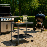 All-Purpose Outdoor Cart End Table with 2-Tier Movable Storage for Gardens & Outdoor Patios