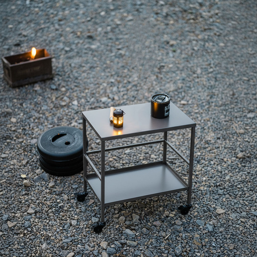 All-Purpose Outdoor Cart End Table with 2-Tier Movable Storage for Gardens & Outdoor Patios