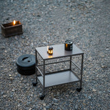 All-Purpose Outdoor Cart End Table with 2-Tier Movable Storage for Gardens & Outdoor Patios