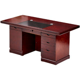 Chic Contemporary-Retro MDF Rectangular Desk with 3 Drawers and 1 Cabinet for Home Office & Study