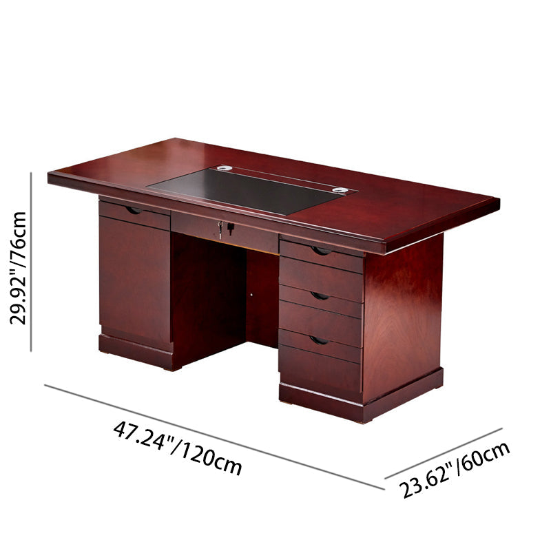 Chic Contemporary-Retro MDF Rectangular Desk with 3 Drawers and 1 Cabinet for Home Office & Study