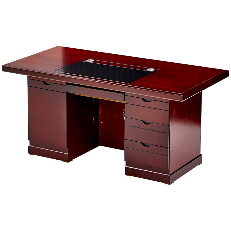 Chic Contemporary-Retro MDF Rectangular Desk with 3 Drawers and 1 Cabinet for Home Office & Study