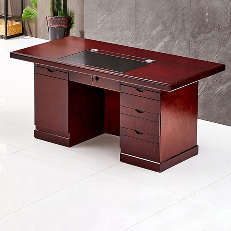 Chic Contemporary-Retro MDF Rectangular Desk with 3 Drawers and 1 Cabinet for Home Office & Study