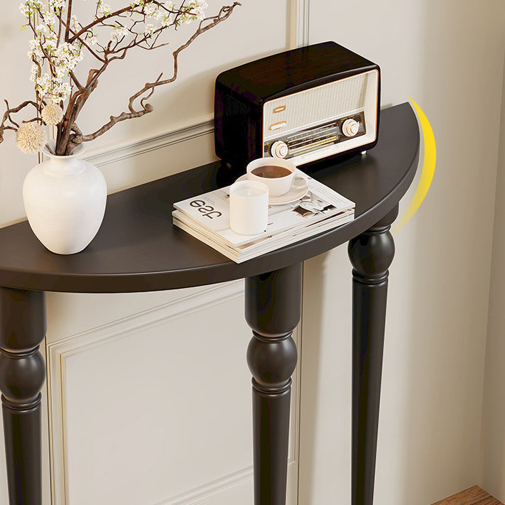 Elegant Traditional French Wood Roman Column Half-Round Console Table with Symmetrical Design — Perfect Entryway Accent