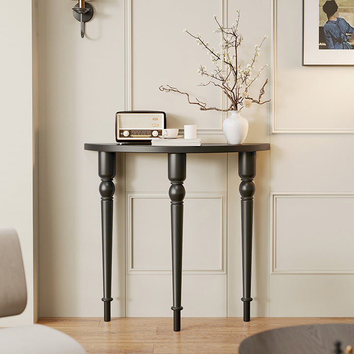 Elegant Traditional French Wood Roman Column Half-Round Console Table with Symmetrical Design — Perfect Entryway Accent