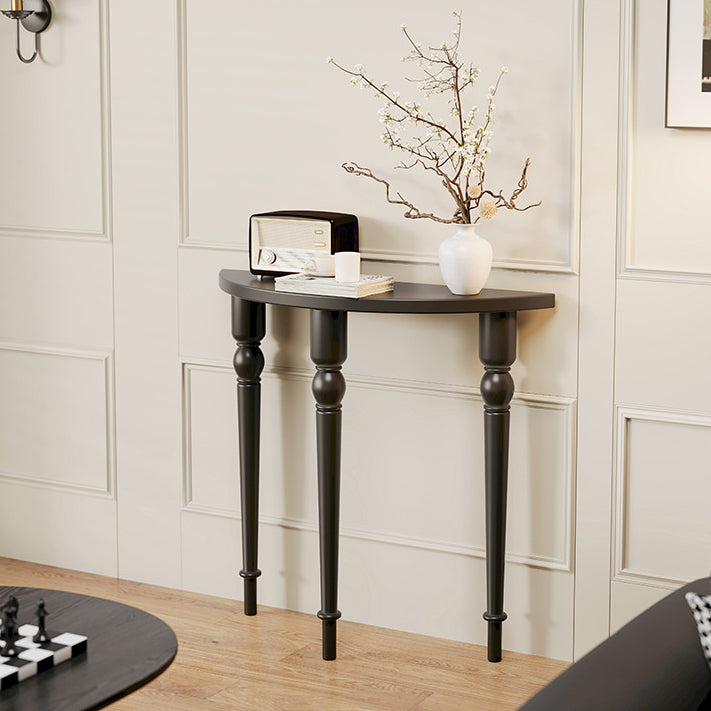 Elegant Traditional French Wood Roman Column Half-Round Console Table with Symmetrical Design — Perfect Entryway Accent