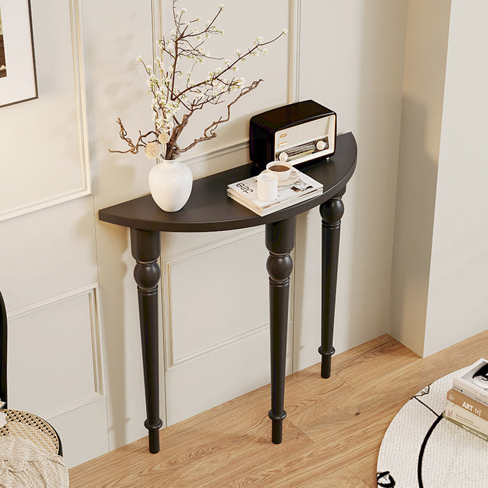 Elegant Traditional French Wood Roman Column Half-Round Console Table with Symmetrical Design — Perfect Entryway Accent